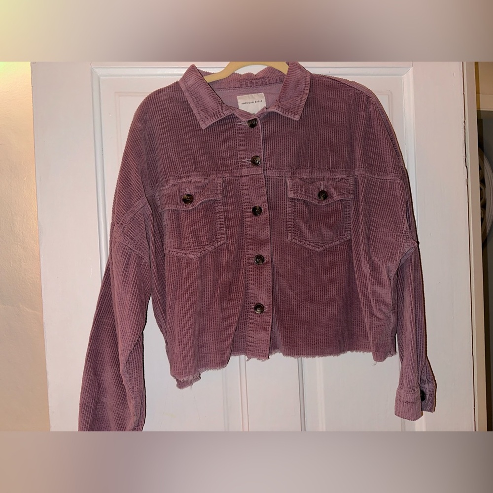 American Eagle Outfitters- Lilac flannel crop sweater/ super cozy!